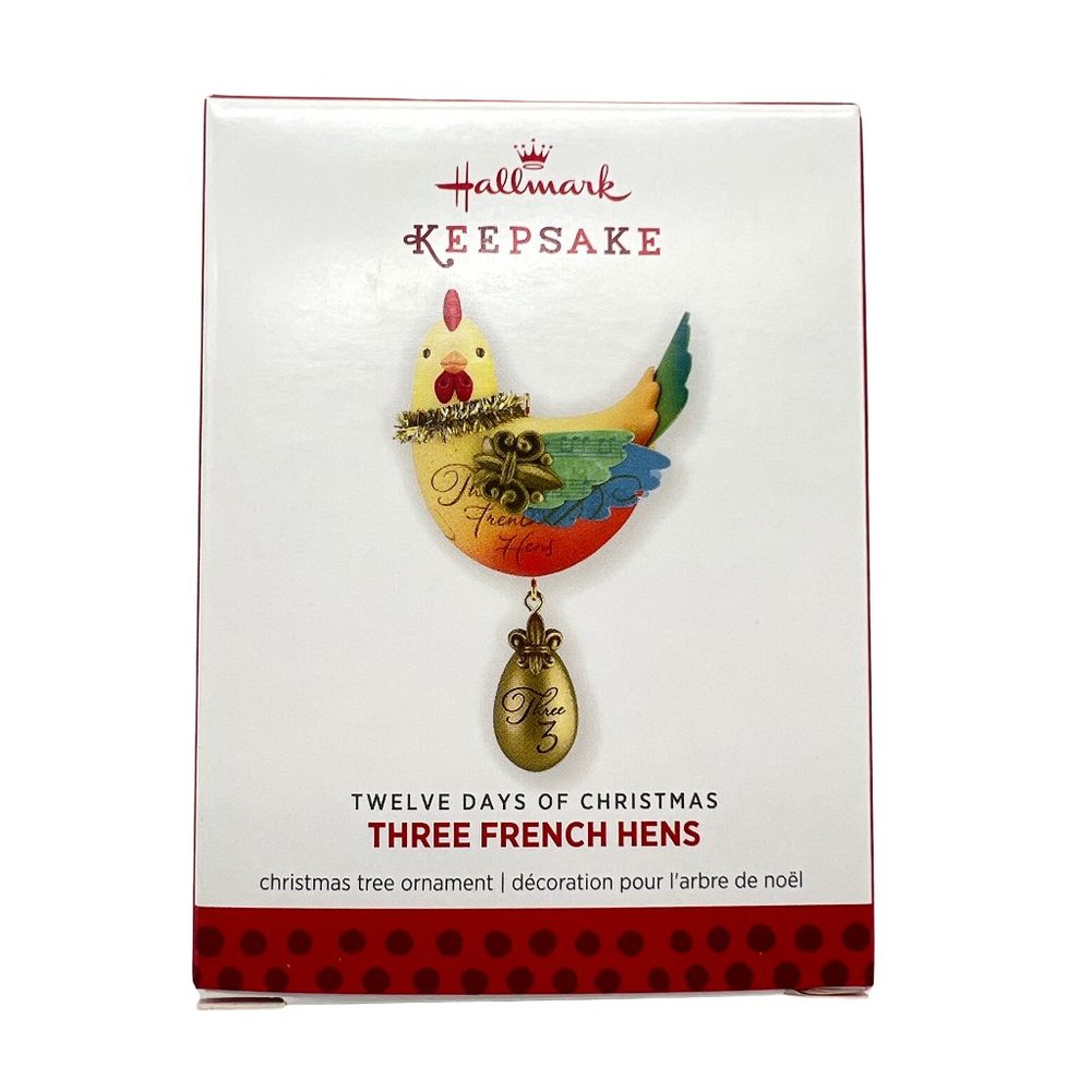 Hallmark Keepsake THREE FRENCH HENS Ornament 12 Days Series From 2013 NEW IN BOX